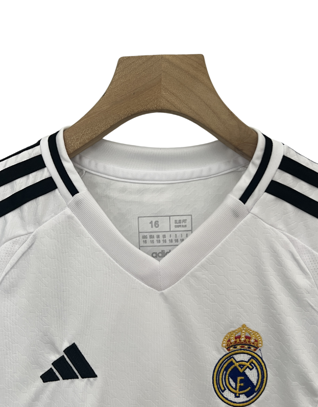 camisa-RealMadrid-kids-kitinfantil-infantil-SantiagoBernab_u-real-halamadrid-laliga-home-i-branco-preto-vini-vinijr-viniciusjr-rodrygo-KylianMbappe-Mbappe-adidas-torcedor-jogador-24-25-3